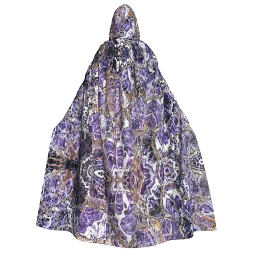 YQxwJL Langer Umhang mit Kapuze, Marmor-Aufdruck, Uni, Umhang mit Kapuze, Halloween-Kostüm, Umhang für Erwachsene, Vampir-Hexenumhang von YQxwJL