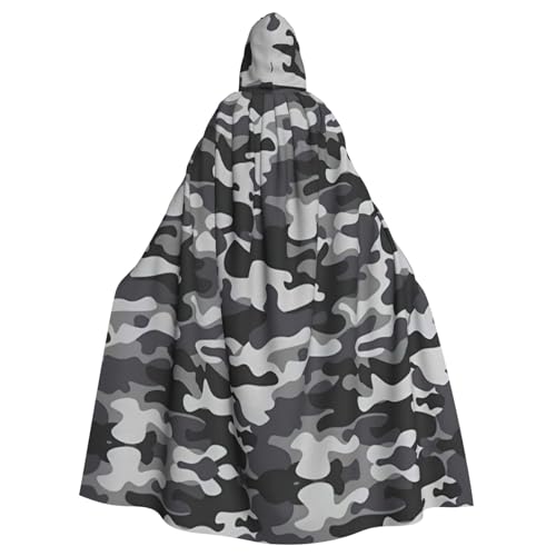 YQxwJL Langer Umhang mit Kapuze und abstraktem Camouflage-Druck, Uni, mit Kapuze, Halloween, Weihnachten, Kostüme, Party-Umhang von YQxwJL