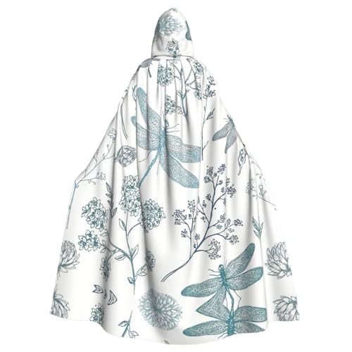 YQxwJL Langer Umhang mit Libellen-Blumendruck für Herren und Damen, Umhang mit Kapuze für Halloween, Mittelalter, Renaissance, Hexenkostüm YQxwJL Langer Umhang mit Libellen-Blumendruck für Herren und Damen, Umhang mit Kapuze für Halloween, Mittelalter, Renaissance, Hexenkostüm von YQxwJL