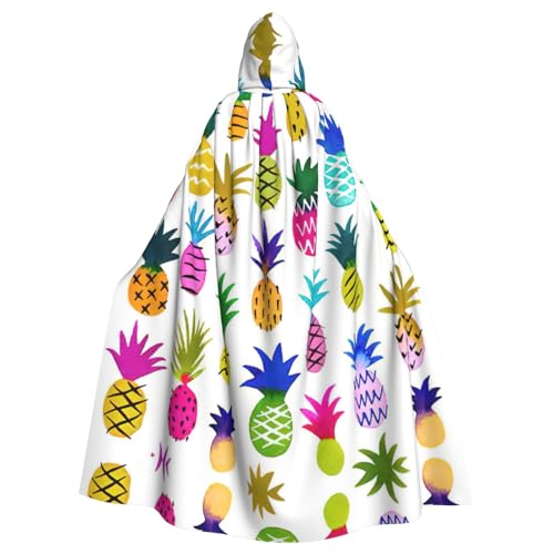 YQxwJL Langer Umhang mit Regenbogen-Ananas-Druck für Herren und Damen, Umhang mit Kapuze für Halloween, Mittelalter, Renaissance, Hexenkostüm YQxwJL Langer Umhang mit Regenbogen-Ananas-Druck für Herren und Damen, Umhang mit Kapuze für Halloween, Mittelalter, Renaissance, Hexenkostüm von YQxwJL
