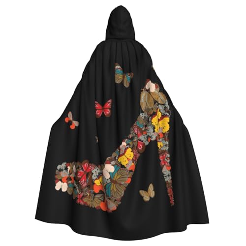 YQxwJL Langer Umhang mit Schmetterlings-Aufdruck für Herren und Damen, Umhang mit Kapuze für Halloween, Mittelalter, Renaissance, Hexenkostüm YQxwJL Langer Umhang mit Schmetterlings-Aufdruck für Herren und Damen, Umhang mit Kapuze für Halloween, Mittelalter, Renaissance, Hexenkostüm von YQxwJL