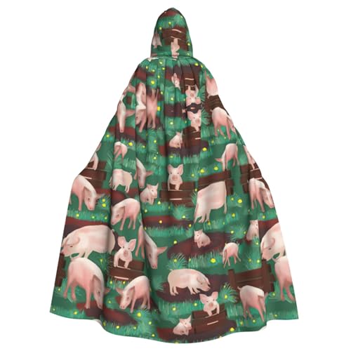YQxwJL Langer Umhang mit Schweinefarm-Aufdruck für Herren und Damen, Umhang mit Kapuze für Halloween, Mittelalter, Renaissance, Hexenkostüm YQxwJL Langer Umhang mit Schweinefarm-Aufdruck für Herren und Damen, Umhang mit Kapuze für Halloween, Mittelalter, Renaissance, Hexenkostüm von YQxwJL