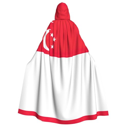 YQxwJL Langer Umhang mit Singapur-Flagge, Uni, Umhang mit Kapuze, Halloween-Kostüm, Umhang für Erwachsene, Vampir-Hexenumhang von YQxwJL