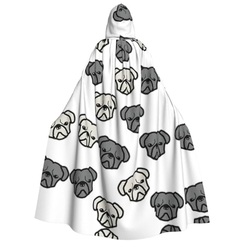 YQxwJL Langer Umhang mit amerikanischer Bulldogge, Uni, Umhang mit Kapuze, Halloween-Kostüm, Umhang für Erwachsene, Vampir-Hexenumhang von YQxwJL