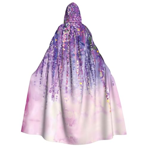YQxwJL Langer Umhang mit floralem Efeublüten-Baum-Druck, Uni, Umhang mit Kapuze, Halloween-Kostüm, Umhang für Erwachsene, Vampir-Hexenumhang von YQxwJL