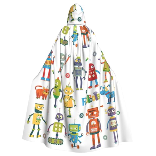 YQxwJL Langer Umhang mit niedlichem Cartoon-Roboter-Druck, für Herren und Damen, Umhang mit Kapuze für Halloween, Mittelalter, Renaissance, Hexenkostüm YQxwJL Langer Umhang mit niedlichem Cartoon-Roboter-Druck, für Herren und Damen, Umhang mit Kapuze für Halloween, Mittelalter, Renaissance, Hexenkostüm von YQxwJL