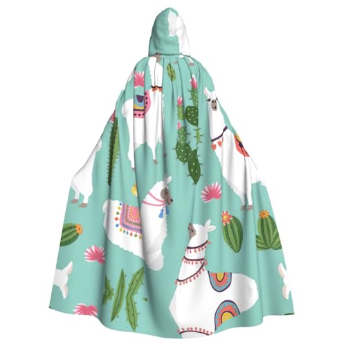 YQxwJL Langer Umhang mit tropischem Lama, Alpaka, Kaktus, Blumendruck, für Herren und Damen, Umhang mit Kapuze, für Halloween, Mittelalter, Renaissance, Hexenkostüm YQxwJL Langer Umhang mit tropischem Lama, Alpaka, Kaktus, Blumendruck, für Herren und Damen, Umhang mit Kapuze, für Halloween, Mittelalter, Renaissance, Hexenkostüm von YQxwJL