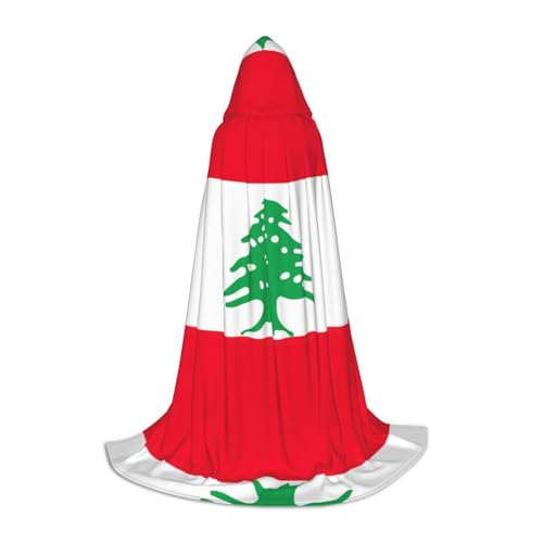 YQxwJL Libanon Flagge Bedruckter Kapuzenumhang, Uni Umhang, Hexenumhang, Vampir Umhang für Halloween, Cosplay von YQxwJL