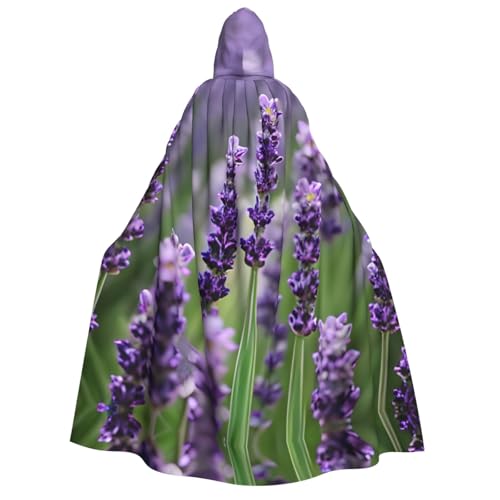 YQxwJL Lila Lavendel Blumen Druck Kapuzenumhang voller Länge Umhang Halloween Party Umhang Cosplay Kostüm für Männer und Frauen von YQxwJL