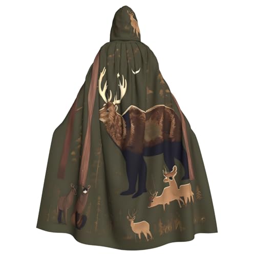 YQxwJL Lodge Bear Deer Print Karneval Umhang Robe Umhang Zauberer Kapuzenumhang für Erwachsene Halloween Cosplay Kostüme YQxwJL Lodge Bear Deer Print Karneval Umhang Robe Umhang Zauberer Kapuzenumhang für Erwachsene Halloween Cosplay Kostüme von YQxwJL