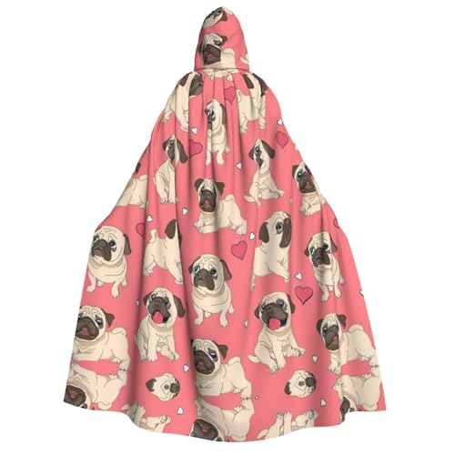 YQxwJL Lustiger Cartoon-Mops-Welpen-Hunde-Druck, langer Umhang mit Kapuze, Halloween-Kostüm, Umhang für Erwachsene, Vampir-Hexenumhang YQxwJL Lustiger Cartoon-Mops-Welpen-Hunde-Druck, langer Umhang mit Kapuze, Halloween-Kostüm, Umhang für Erwachsene, Vampir-Hexenumhang von YQxwJL