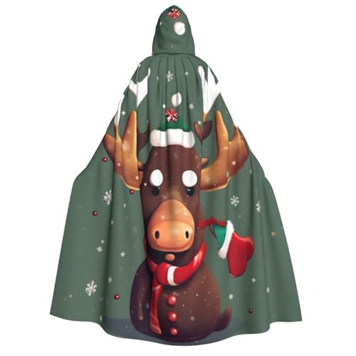 YQxwJL Lustiger Weihnachtsumhang mit Elchkopf-Print mit Kapuze, voller Länge, Umhang für Halloween-Party, Cosplay, Kostümpartys für Männer und Frauen YQxwJL Lustiger Weihnachtsumhang mit Elchkopf-Print mit Kapuze, voller Länge, Umhang für Halloween-Party, Cosplay, Kostümpartys für Männer und Frauen von YQxwJL