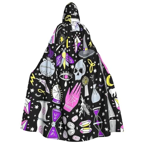 YQxwJL Magic Witch Hexcraft Bohemian Drawing print Long Hooded Cape Uni Hooded Halloween Christmas Cloak Costumes Party Cape Dress Up von YQxwJL