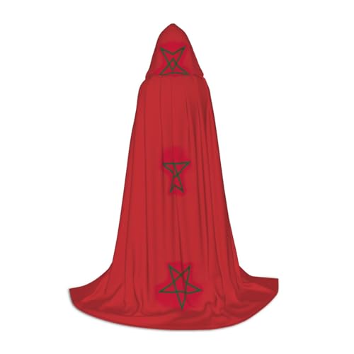 YQxwJL Marokko Flagge Bedruckter Kapuzenumhang Uni Hexenumhang Vampir Umhang Halloween Cosplay von YQxwJL