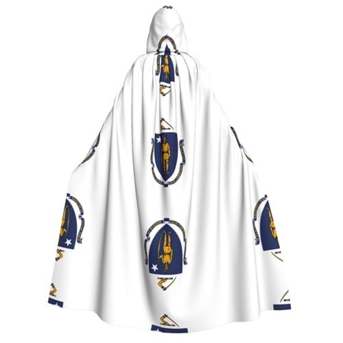 YQxwJL Massachusetts Kapuzenumhang mit Staatsflagge, Uni, für Erwachsene, Hexenumhang, Horror-Umhang, für Halloween, Cosplay-Kostüme von YQxwJL