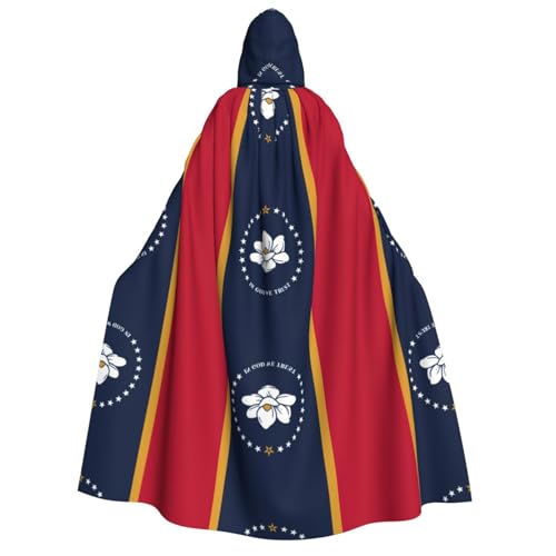 YQxwJL Mississippi Kapuzenumhang mit Staatsflagge, Uni, für Erwachsene, Hexenumhang, Horror-Umhang, für Halloween, Cosplay-Kostüme von YQxwJL