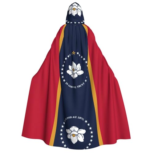 YQxwJL Mississippi Kapuzenumhang mit Staatsflagge, Uni, für Erwachsene, Hexenumhang, Horror-Umhang, für Halloween, Cosplay-Kostüme von YQxwJL