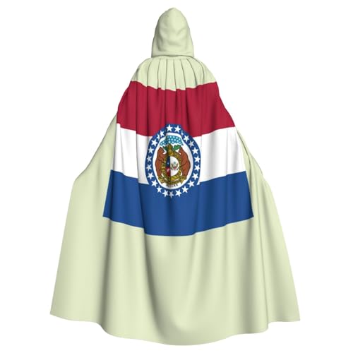 YQxwJL Missouri State Flag Print Uni Kapuzenumhang Kapuzenmantel Hexe Vampir Zauberer Robe für Halloween Cosplay Kostüme von YQxwJL