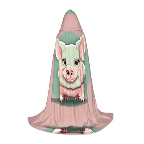 YQxwJL Niedlicher Kapuzenumhang mit langen Ohren, Schweine-Druck, Uni-Umhang, Hexen-Zauberer-Umhang, Vampirumhang für Halloween, Cosplay-Kostüme von YQxwJL