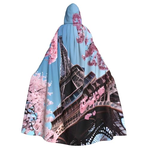 YQxwJL Ölgemälde Paris Eiffelturm Druck Wikinger Kapuzenumhang Mittelalter Schwarzer Umhang mit Kapuze Halloween Renaissance Umhang Kostüm von YQxwJL