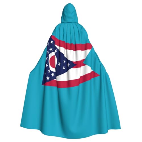 YQxwJL Ohio State Flag Print Uni Kapuzenumhang Kapuzenmantel Hexe Vampir Zauberer Robe für Halloween Cosplay Kostüme von YQxwJL