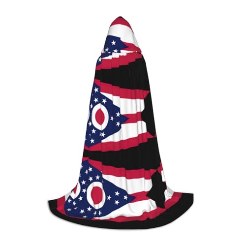 YQxwJL Ohio Umhang mit Staatsflagge, Uni, mit Kapuze, Hexen-Zauberer-Umhang, Umhang, für Halloween, Cosplay, Party-Kostüm von YQxwJL