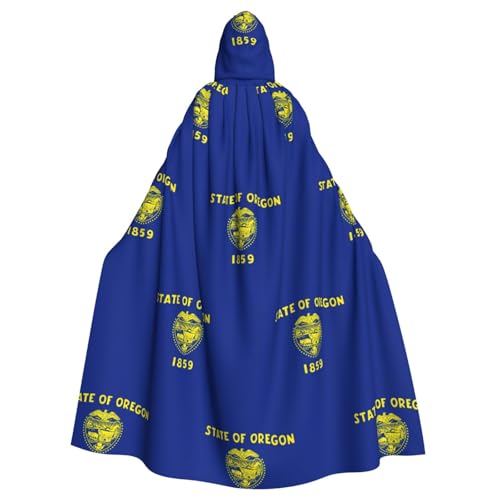 YQxwJL Oregon State Flag Print Karneval Umhang Robe Umhang Zauberer Kapuzenumhang für Erwachsene Halloween Cosplay Kostüme von YQxwJL