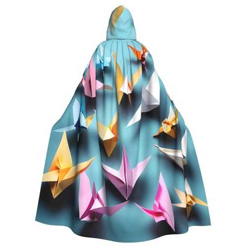YQxwJL Origami-Papierkranich-Druck, Karneval, Umhang, Zauberer, Kapuzenumhang, für Erwachsene, Halloween, Cosplay-Kostüme von YQxwJL