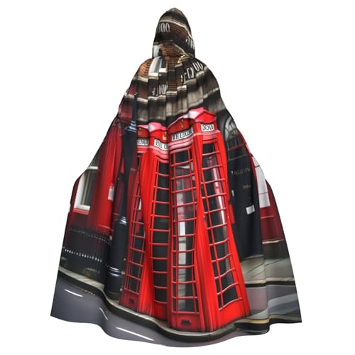 YQxwJL Phone Booth London Street Print Karneval Umhang Robe Umhang Zauberer Kapuzenumhang für Erwachsene Halloween Cosplay Kostüme von YQxwJL