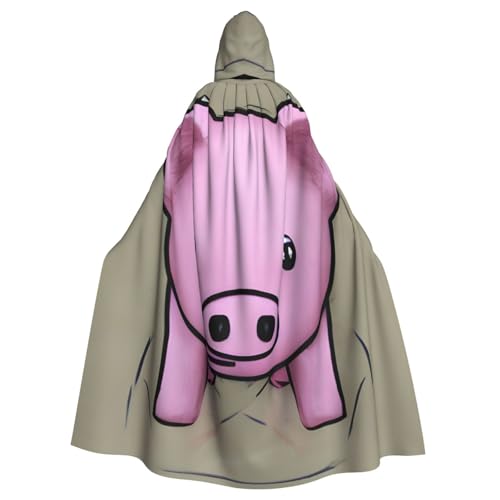 YQxwJL Powder Pig Print Karneval Umhang Robe Umhang Zauberer Kapuzenumhang für Erwachsene Halloween Cosplay Kostüme von YQxwJL