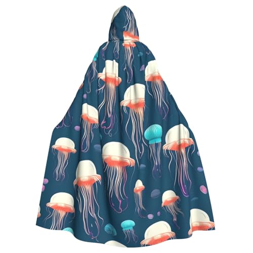 YQxwJL Quallen-Muster Druck Karneval Umhang Robe Umhang Zauberer Kapuzenumhang für Erwachsene Halloween Cosplay Kostüme von YQxwJL