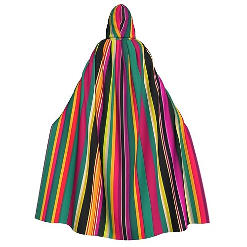 YQxwJL Regenbogenfarbener gestreifter Druck, Uni, Erwachsene, Kapuzenumhang, Hexenumhang, Horror-Umhang, für Halloween, Cosplay-Kostüme von YQxwJL