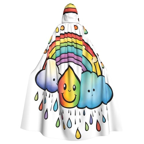 YQxwJL Regenbogenwolken Regentropfen 1 Druck Karneval Umhang Robe Umhang Zauberer Kapuzenumhang für Erwachsene Halloween Cosplay Kostüme von YQxwJL