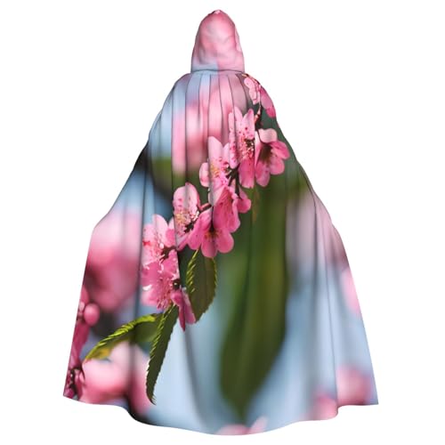 YQxwJL Rosa Kirschblüten 1 Druck Karneval Umhang Robe Umhang Zauberer Kapuzenumhang für Erwachsene Halloween Cosplay Kostüme von YQxwJL