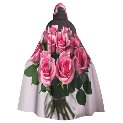 YQxwJL Rosafarbener Rosen-Druck, Karnevals-Umhang, Zauberer-Kapuzenumhang, für Erwachsene, Halloween, Cosplay-Kostüme YQxwJL Rosafarbener Rosen-Druck, Karnevals-Umhang, Zauberer-Kapuzenumhang, für Erwachsene, Halloween, Cosplay-Kostüme von YQxwJL