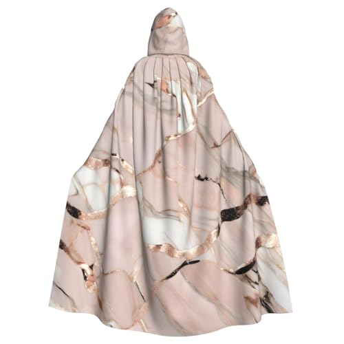 YQxwJL Rose-goldener Marmor-Druck, Karneval, Umhang, Zauberer, Kapuzenumhang, für Erwachsene, Halloween, Cosplay-Kostüme von YQxwJL