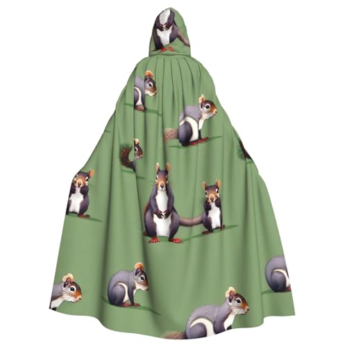 YQxwJL Roter Eichhörnchen-Druck, Uni, Kapuzenmantel, Hexen-Vampir-Zauberer-Robe für Halloween, Cosplay-Kostüme von YQxwJL