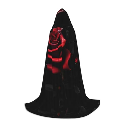 YQxwJL Roter Rosendruck Kapuzenumhang Uni Umhang Hexenumhang Hexenumhang Vampir Umhang für Halloween Cosplay Kostüme von YQxwJL
