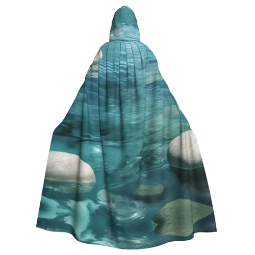 YQxwJL Ruhiger Wasserdruck Uni Kapuzenmantel mit Kapuze, Hexen-Vampir-Zauberer-Robe für Halloween, Cosplay-Kostüme von YQxwJL