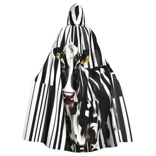 YQxwJL Schwarz-weißer Milchkuh-Druck, Wikinger-Kapuzenumhang, mittelalterlicher schwarzer Umhang mit Kapuze, Halloween, Renaissance-Umhang YQxwJL Schwarz-weißer Milchkuh-Druck, Wikinger-Kapuzenumhang, mittelalterlicher schwarzer Umhang mit Kapuze, Halloween, Renaissance-Umhang von YQxwJL
