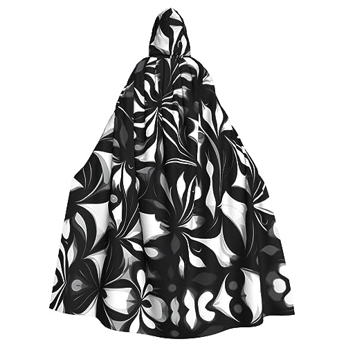 YQxwJL Schwarz-weißes Muster Druck Wikinger Kapuzenumhang Mittelalter schwarzer Umhang mit Kapuze Halloween Renaissance Umhang Kostüm YQxwJL Schwarz-weißes Muster Druck Wikinger Kapuzenumhang Mittelalter schwarzer Umhang mit Kapuze Halloween Renaissance Umhang Kostüm von YQxwJL