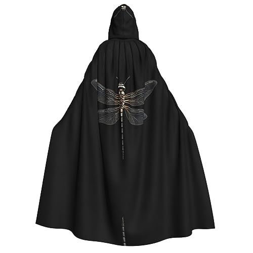 YQxwJL Schwarzer Dragonfly Kapuzenumhang für Erwachsene, Hexenumhang, Horror-Umhang, für Halloween, Cosplay-Kostüme von YQxwJL