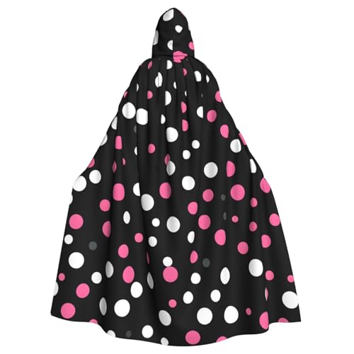 YQxwJL Schwarzer Polka Dots Print Karneval Umhang Robe Umhang Zauberer Kapuzenumhang für Erwachsene Halloween Cosplay Kostüme von YQxwJL