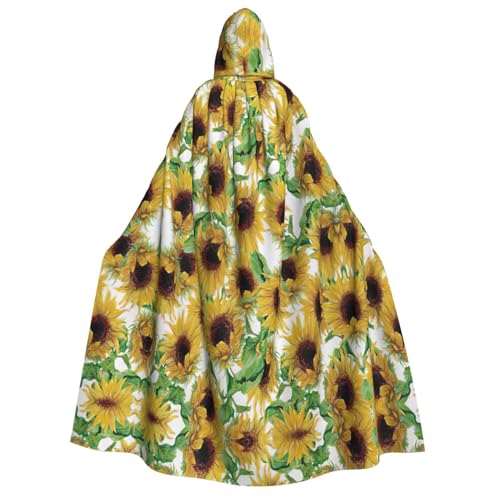 YQxwJL Sonnenblumen-Umhang mit langer Kapuze, Uni, mit Kapuze, Halloween, Weihnachten, Kostüme, Partyumhang von YQxwJL
