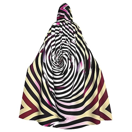 YQxwJL Spirale optische Täuschung Gif Druck Uni Kapuzenumhang Kapuzenmantel Hexe Vampir Zauberer Robe für Halloween Cosplay Kostüme von YQxwJL