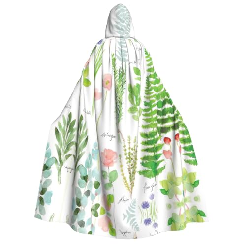 YQxwJL Springtime Herb Garden Print Long Cape Uni Cloak With Hood Halloween Costume Cloak Adult Vampire Witch Cape von YQxwJL