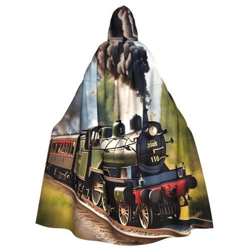 YQxwJL Steam Little Train Print Karneval Umhang Robe Umhang Zauberer Kapuzenumhang für Erwachsene Halloween Cosplay Kostüme von YQxwJL