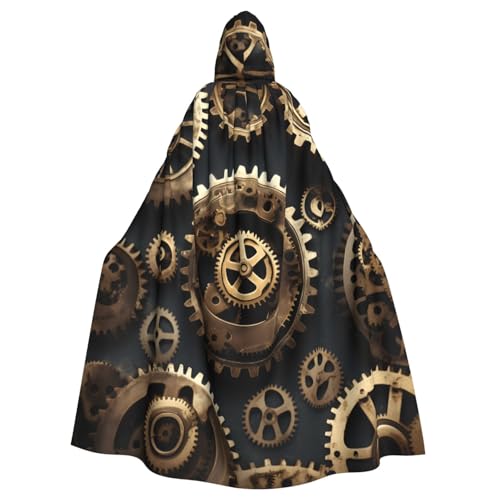 YQxwJL Steampunk Gears Print Karneval Umhang Robe Umhang Zauberer Kapuzenumhang für Erwachsene Halloween Cosplay Kostüme von YQxwJL