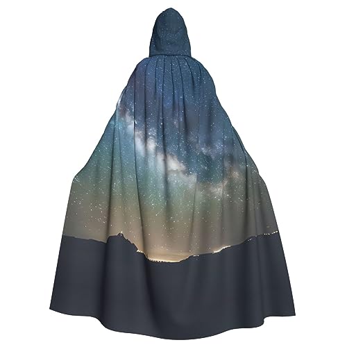 YQxwJL Sternenhimmel, Weltraum-Druck, Uni, Kapuzenmantel, Hexen-Vampir-Zauberer-Robe für Halloween, Cosplay-Kostüme von YQxwJL