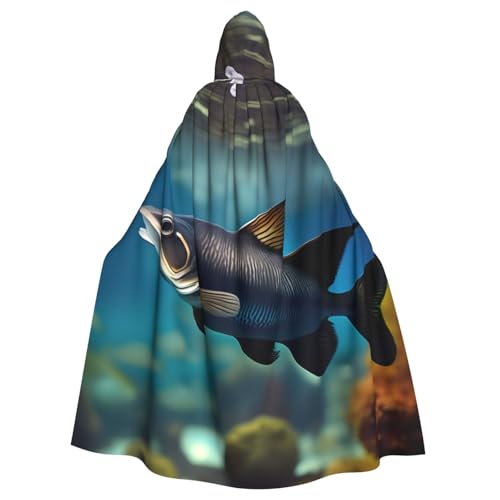 YQxwJL Subaquatic Catfish Print Karneval Umhang Robe Umhang Zauberer Kapuzenumhang für Erwachsene Halloween Cosplay Kostüme von YQxwJL
